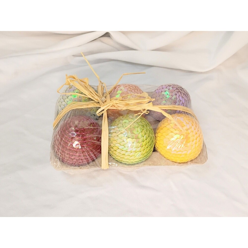 Package Of 6 Sequinned "Dragon Scale" Easter Eggs